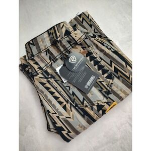 Rock & Roll Denim Reversible Flare Jeans Geometric Print Black Size 30x32